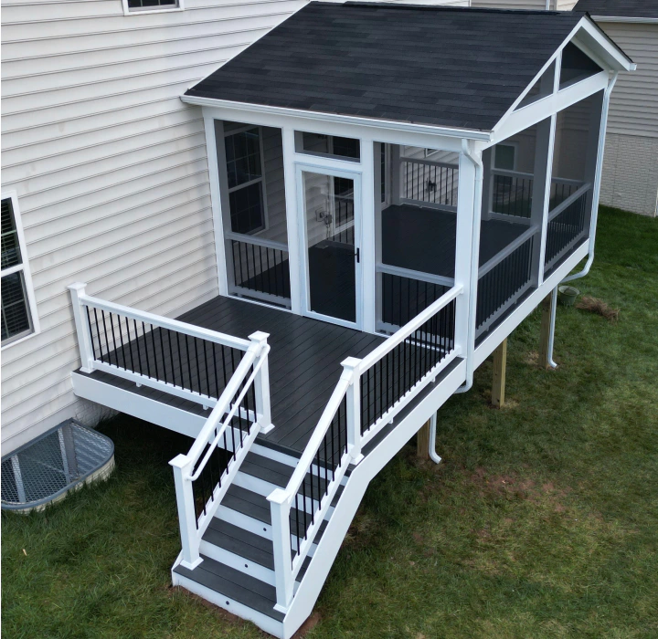 top view of a deck with railings